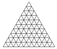 Tringulo equiltero, dividido en 10 filas de triangulitos.