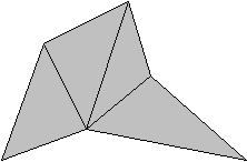 Hexgono no regular. Estn marcadas todas las diagonales corresponcientes a un vrtice.
